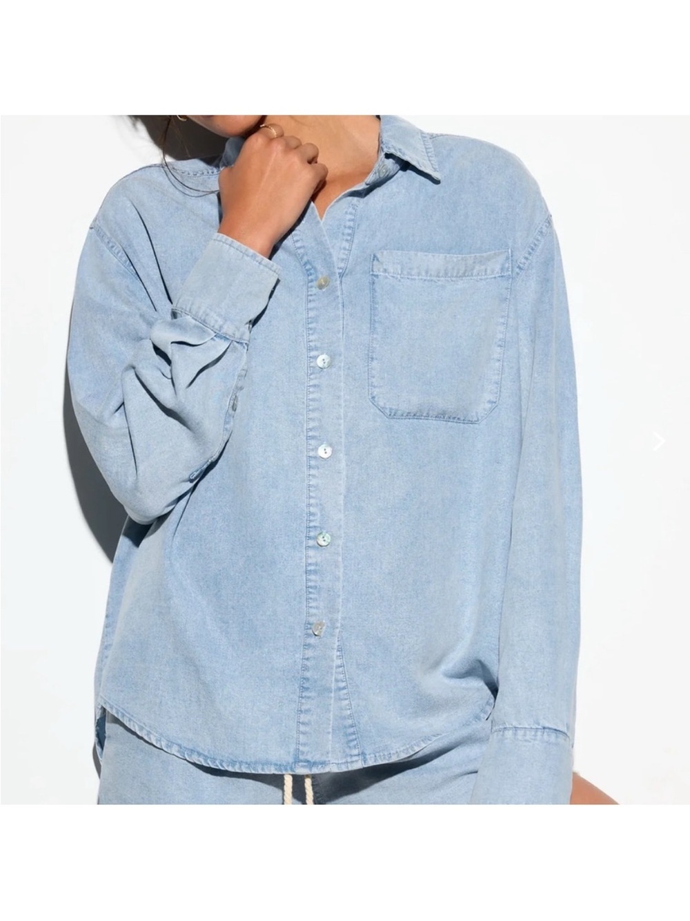 NWT Spiritual Gangster Beaudry Chambry Button Down Shirt in sunbleached blue
